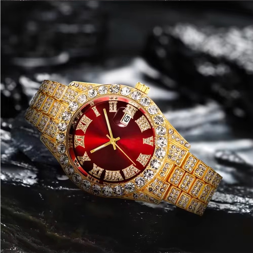 Hip Hop alloy and rhinestones iced out wrist quartz watch - Picture 2 of 3